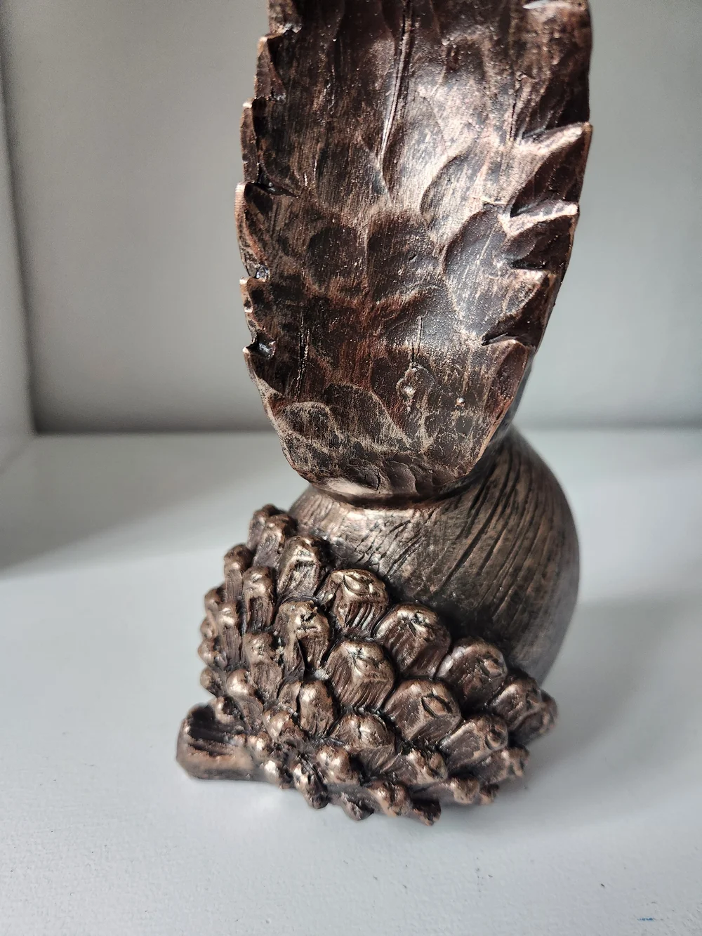 Bronze-Tone Twin Squirrel On Top Of Acorn Resin Figurine Decorative Accent 10 In